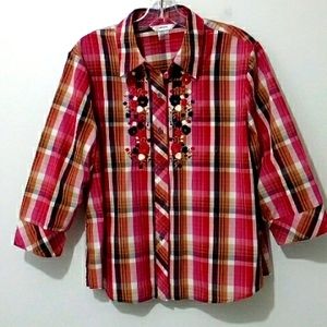 Alia pink plaid button down shirt